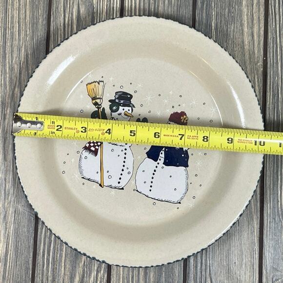 Snowman Casey Pottery Serving Plate Decor Made In USA Marshall Texas 10” Vintage - Picture 5 of 5